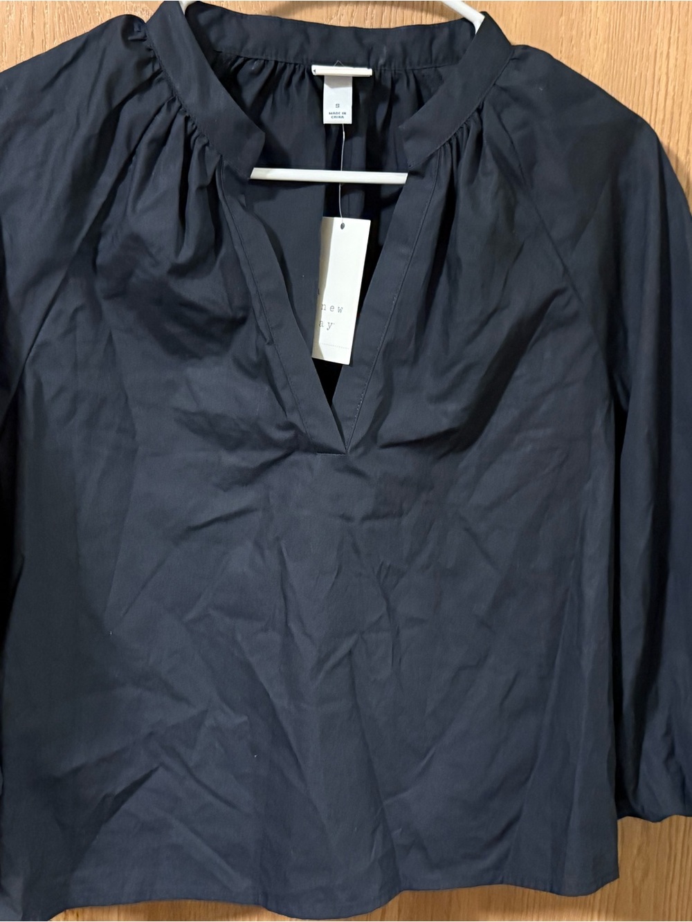 a new day black V-Neck Gathered Yoke Blouse